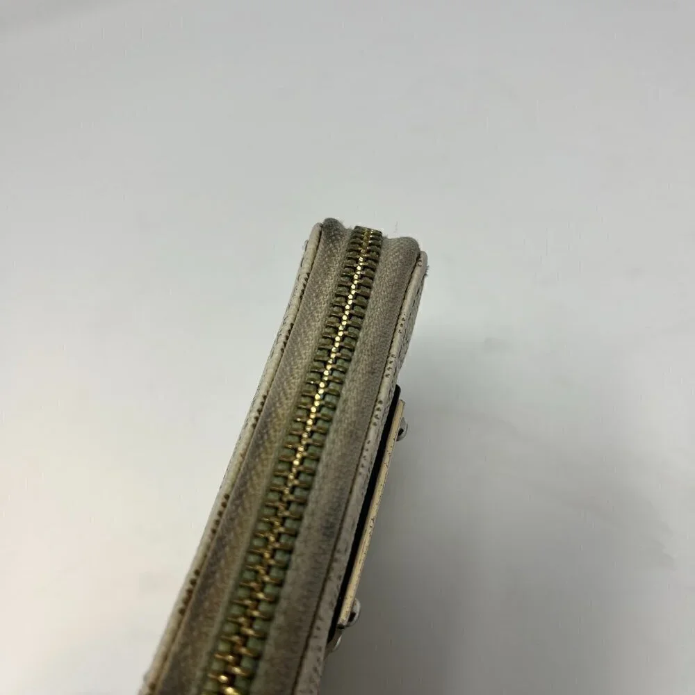 Michael Kors logo wallet cream brown distressed